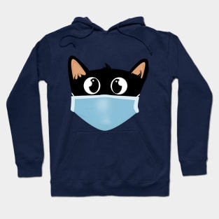 Black cat face wear face mask Hoodie